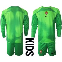 Fotballdrakt Barn Portugal Keeper Hjemmedraktsett VM 2022 Langermet (+ Korte bukser)